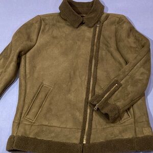 LOFT Olive Faux Suede Textured Jacket